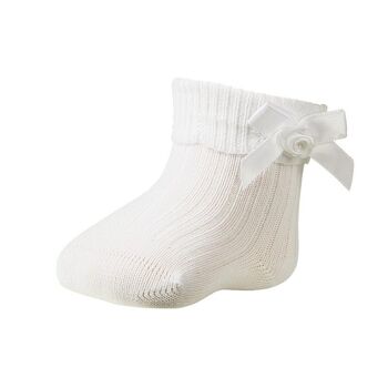 Chaussettes nouveau-né RIB / BOW blanc cassé 3