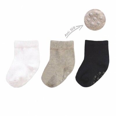 Newborn socks - ABS white/grey/black