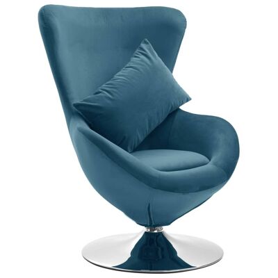 Homestoreking Swivel chair egg-shaped with cushion velvet blue