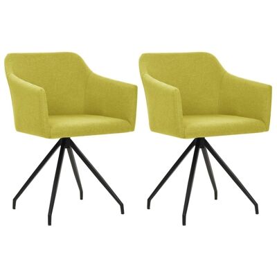 Homestoreking Dining room chairs 2 pcs rotatable fabric green 8