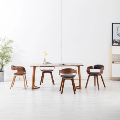 Homestoreking Eetkamerstoelen 4 st stof en gebogen hout donker 1