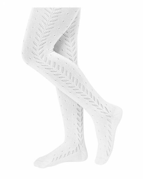 JACQUARD knit tights - white