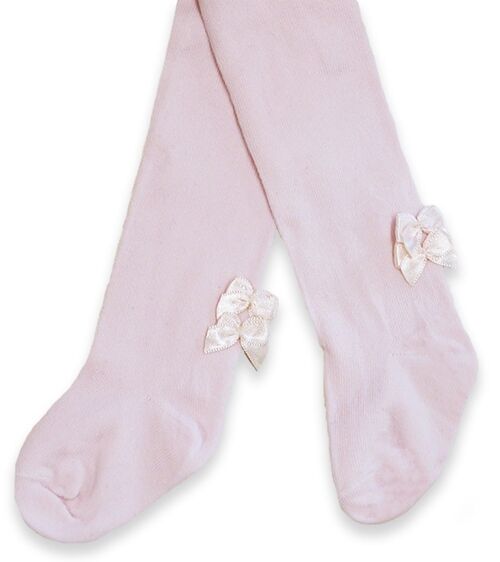 Tights 2x bow SOFT PINK