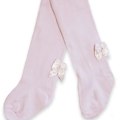 Tights 2x bow SOFT PINK