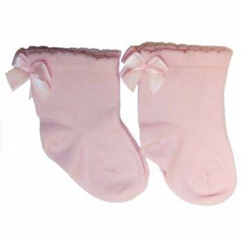 Chaussettes SATIN BOW rose tendre 1