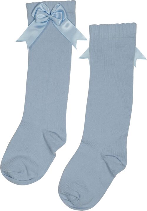 iN ControL 2pack KNEEsocks - Soft Blue - SATIN BOW