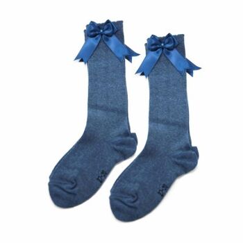 iN ControL 2pack KNEEsocks - bleu jeans - SATIN BOW 2
