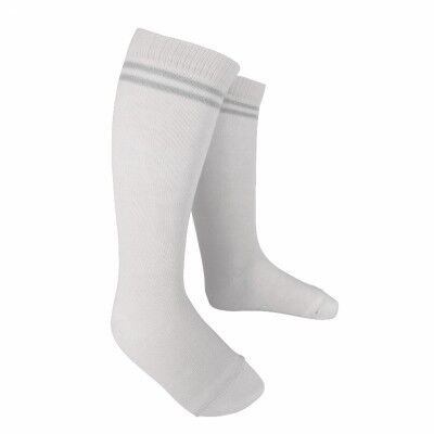 3Q Socke - Hellweiß - STRIPE LUREX Silber