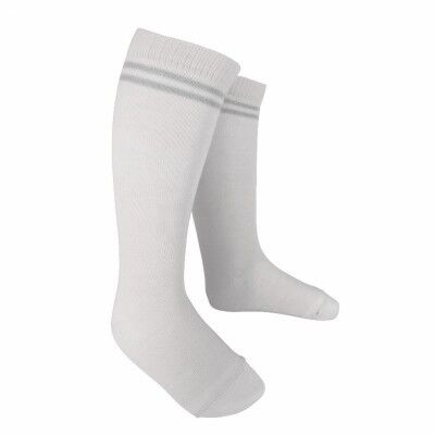 3Q sock - Bright white - STRIPE LUREX silver