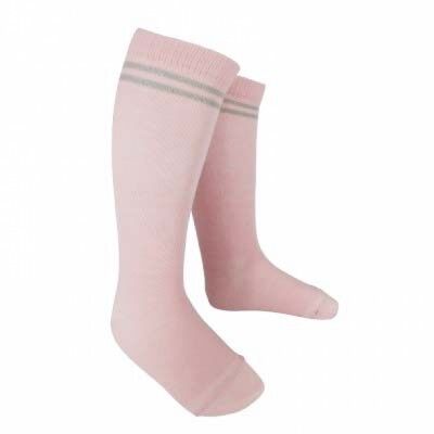 3Q Socke - Soft Pink - STRIPE LUREX Silber