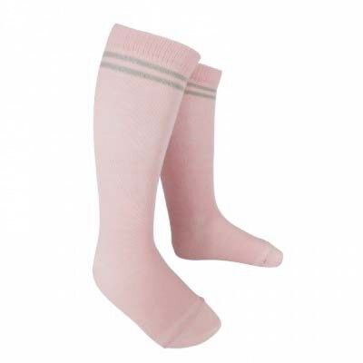 Calcetín 3Q - Soft Pink - STRIPE LUREX plateado