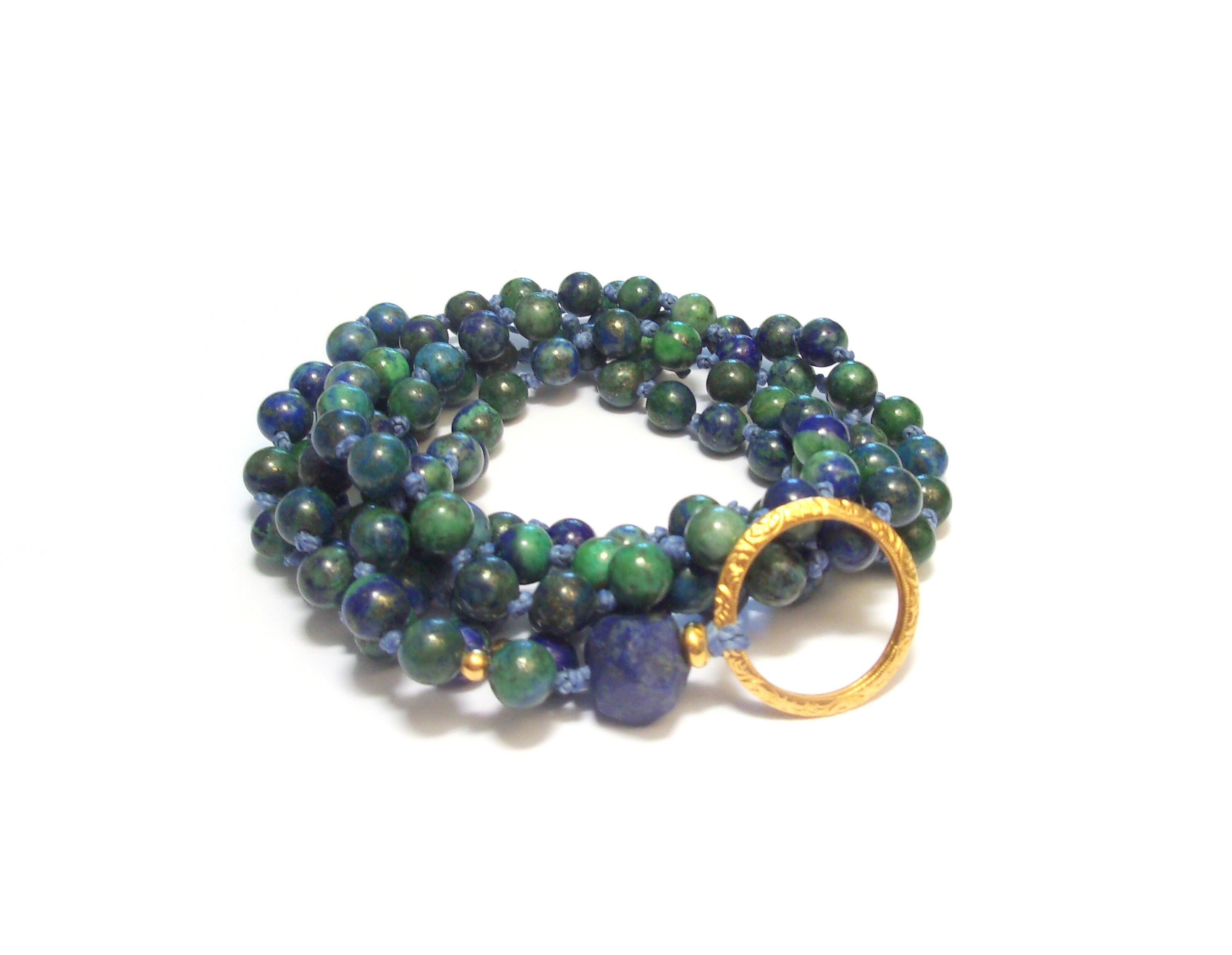 Mala Azurite Collana lunga in malachite