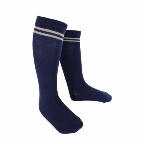 3Q sock - Navy - STRIPE LUREX silver