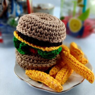 Hamburger and crocheted fries