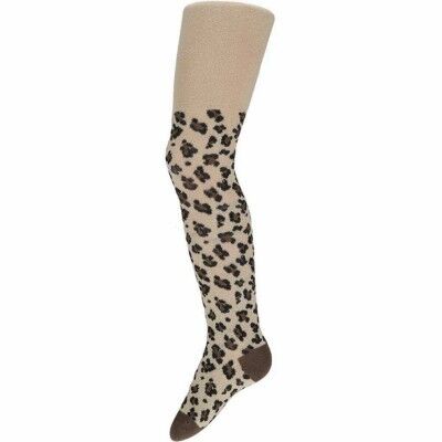 Collants de Noël imprimé léopard pailleté - sable