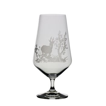 Verre à bière avec pied REH | motif de chasse | Verre à bière gravé 2