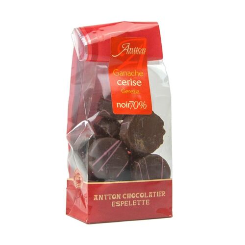 Sachet de ganaches aux cerises, chocolat Noir, 110g