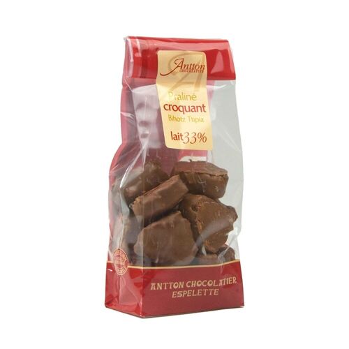 Sachet de cœurs pralinés croquants, chocolat Lait, 110g