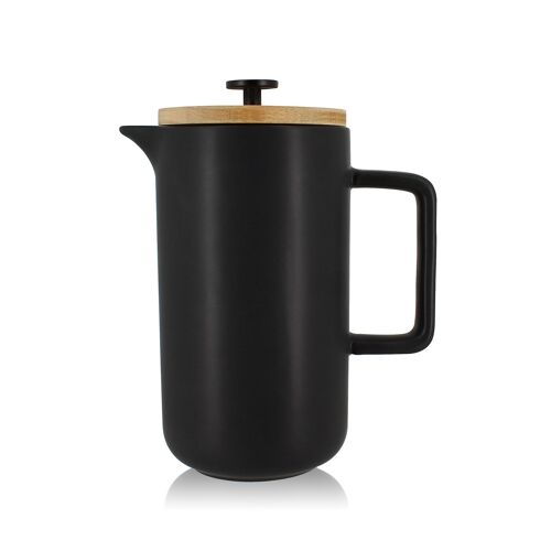 Cafetiere à piston en porcelaine noir mat 1,3l