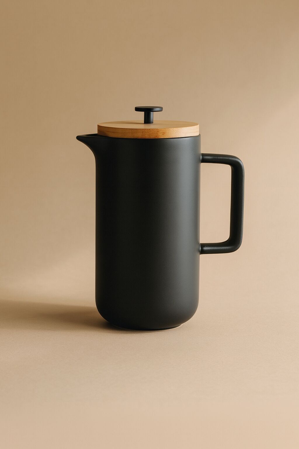 KEYGO 1,3L French-Press-Kaffeemaschine aus mattschwarzem Porzellan