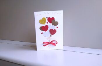 Carte de bouquet de coeur rouge et or de la Saint-Valentin, carte de voeux vierge faite à la main d'amour 3