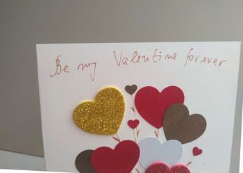 Carte de bouquet de coeur rouge et or de la Saint-Valentin, carte de voeux vierge faite à la main d'amour 4
