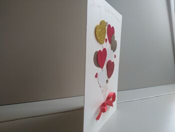 Carte de bouquet de coeur rouge et or de la Saint-Valentin, carte de voeux vierge faite à la main d'amour 5