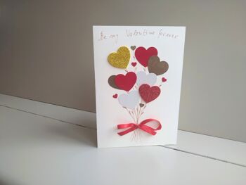 Carte de bouquet de coeur rouge et or de la Saint-Valentin, carte de voeux vierge faite à la main d'amour 6