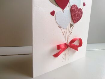 Carte de bouquet de coeur rouge et or de la Saint-Valentin, carte de voeux vierge faite à la main d'amour 7