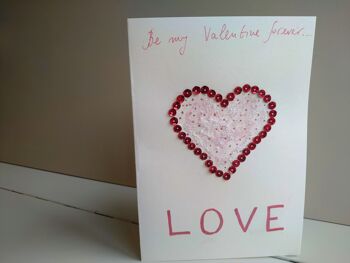 Carte de voeux Saint-Valentin coeur rouge pétillant, carte artisanale de luxe, cadeau romantique pour les femmes 3