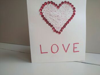 Carte de voeux Saint-Valentin coeur rouge pétillant, carte artisanale de luxe, cadeau romantique pour les femmes 4