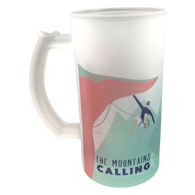 Las montañas están llamando jarra de cerveza "escalada en roca"