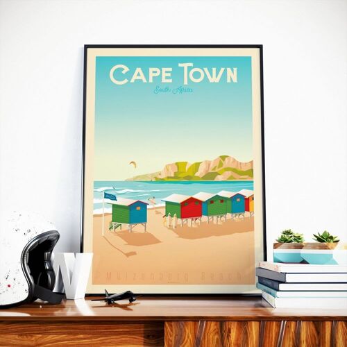 Affiche Voyage Le Cap Afrique du Sud - Muizenberg Beach - 30x40 cm