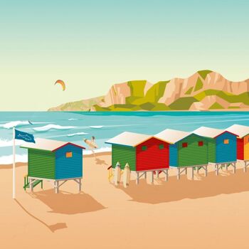 Affiche Voyage Le Cap Afrique du Sud - Muizenberg Beach - 50x70 cm 2