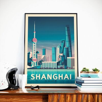 Póster de viaje de Shanghái, China - 30x40 cm