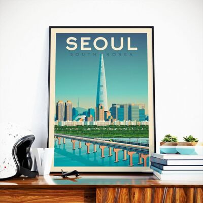 Affiche Voyage Séoul Corée du Sud - 30x40 cm