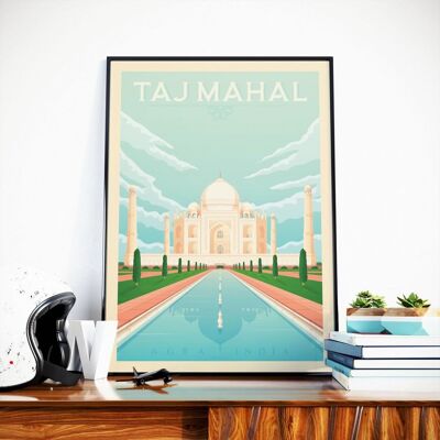 Taj Mahal Agra India Travel Poster - 50x70 cm