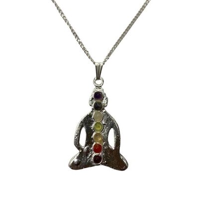 Vie Naturals 7 Chakra Metal Pendant, Silhouette, 4x2.5cm