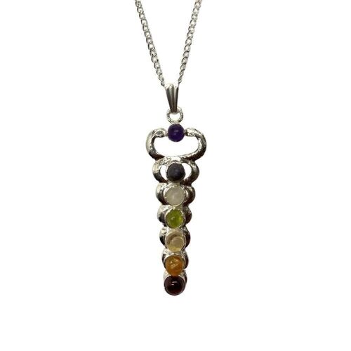 Vie Naturals 7 Chakra Metal Pendant, Intertwined Snakes, 4x1cm