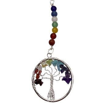 Porte-clés arbre de vie 7 chakras, 15 x 3 cm, pierres précieuses mélangées 3