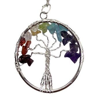 Porte-clés arbre de vie 7 chakras, 15 x 3 cm, pierres précieuses mélangées 4