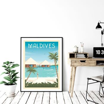 Affiche Voyage Ile des Maldives Asie - 30x40 cm 4