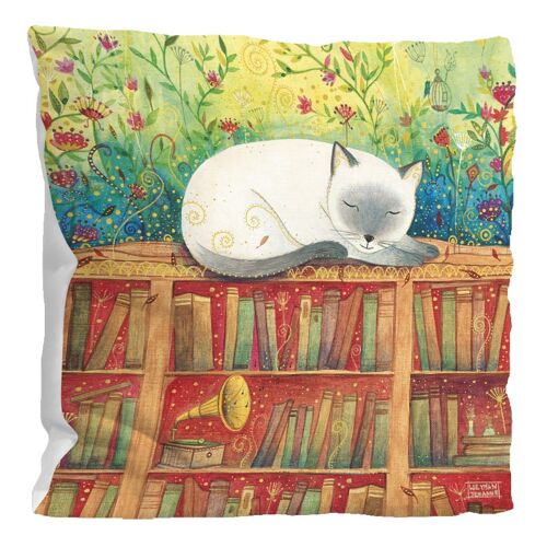 Coussin CODE CINQ - Jehanne Weyman « The white cat »