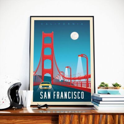 San Francisco California Travel Poster - Golden Gate bridge - United States - 50x70 cm