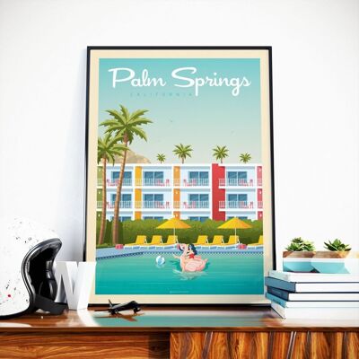 Poster di viaggio a Palm Springs California - Stati Uniti - 30x40 cm