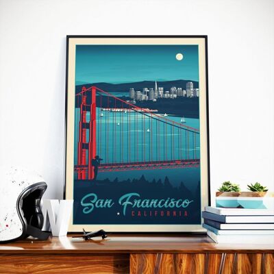 Poster di viaggio di San Francisco di notte - Stati Uniti - 30x40 cm