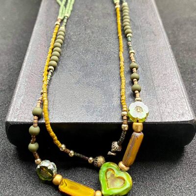 Collana lunga Verde/giallo ocra, 259