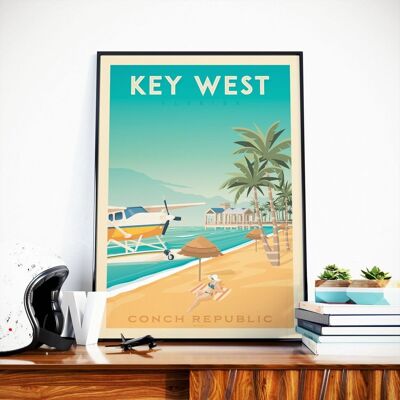 Póster de viaje de Key West, Florida - Estados Unidos - 30x40 cm