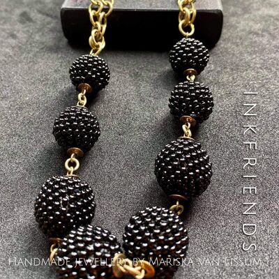 Necklace long/ Gold&Black , 279