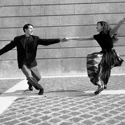 Paar tanzen auf der Straße leere Grußkarte